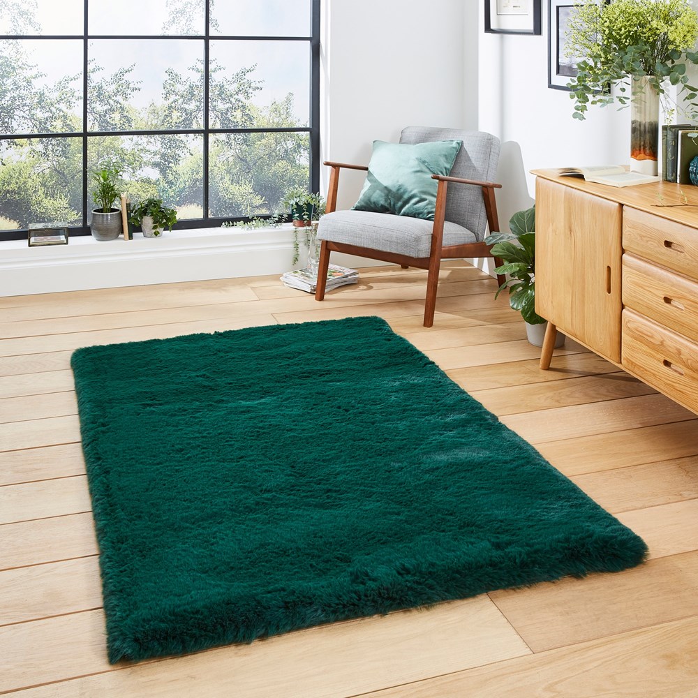 Super Teddy Modern Shaggy Jewel Green Rug